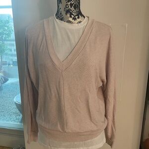 Cozy Ribbed Pink Women's V-neck sweater